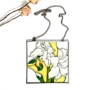 Stained Glass Hummingbird & Flower Wall Decor